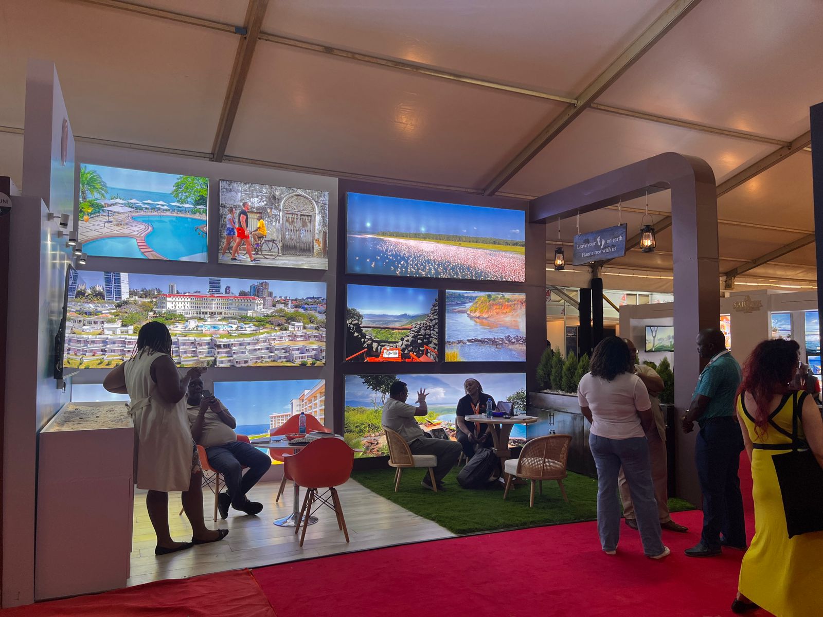 Exhibition stand with large digital screens