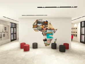 Interior design 3D Renders for the proposed reception Area for Amref International University, Nairobi Kenya